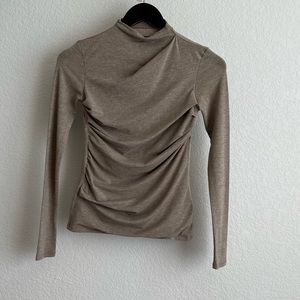 Gold shimmer Enza Costa ruched long sleeved shirt